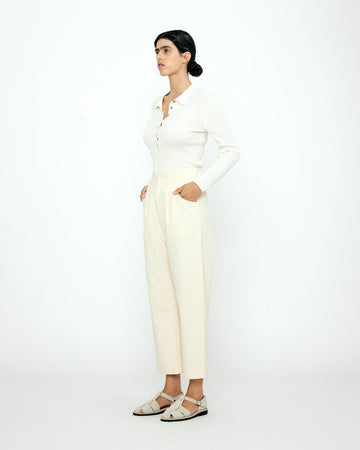 Signature Curve-Legged Trouser - Cotton Edition - Off-White