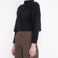 Airy Ribbed Mock-Neck Sweater - FW23 - Charcoal
