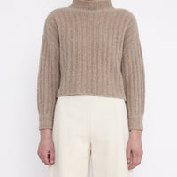 Airy Ribbed Mock-Neck Sweater - FW23 - Oatmeal