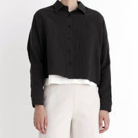 Signature 3/4 Cropped Shirt Jacket - Gauze Edition - Black