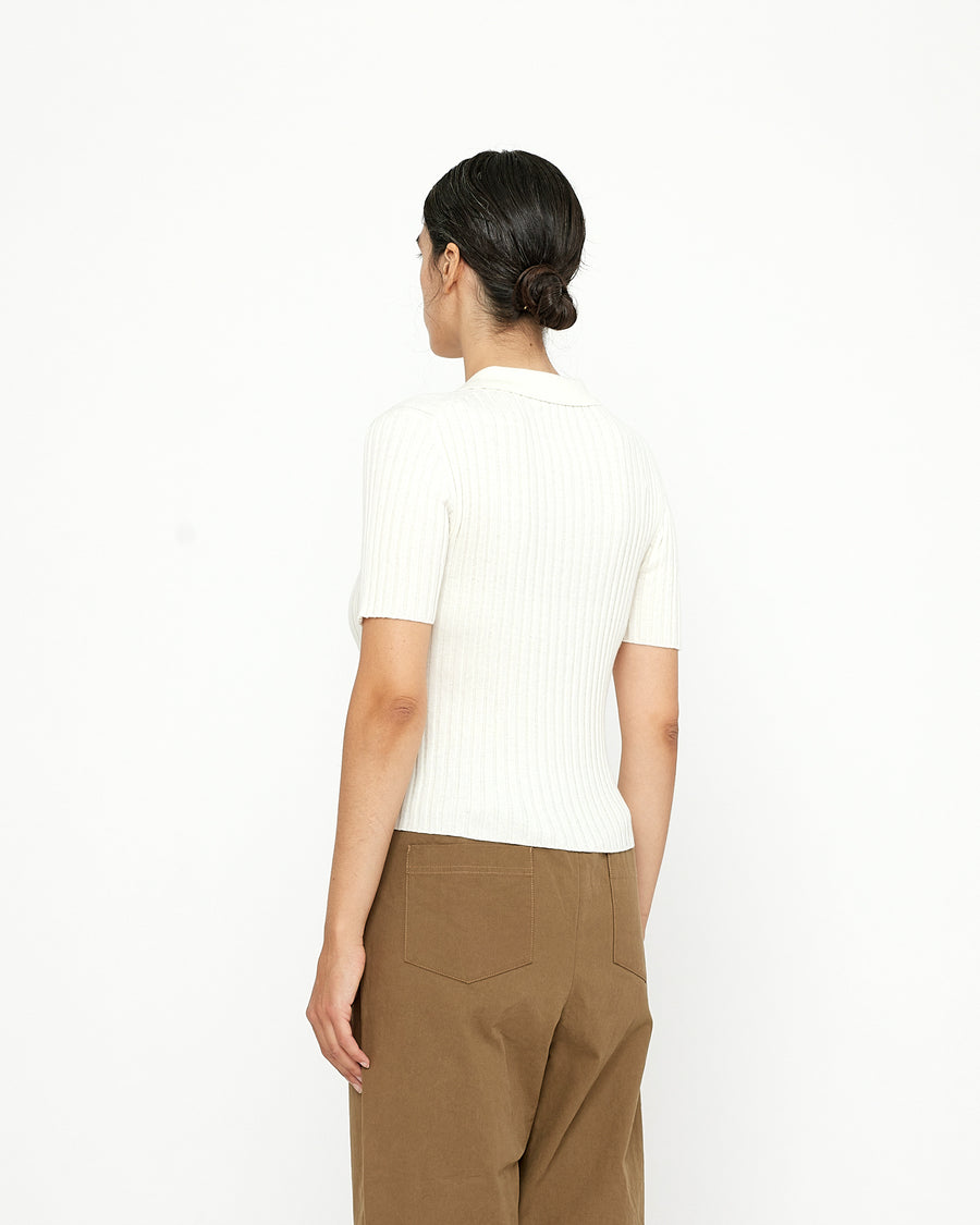 Collared Ribbed Top - SS24 - Off-White