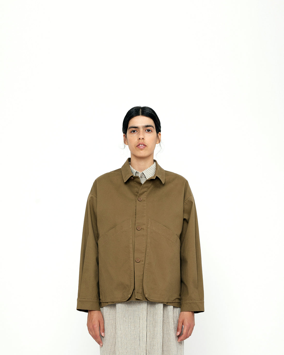 Signature Panel Pockets Shirt Jacket - Cotton Edition - Kelp