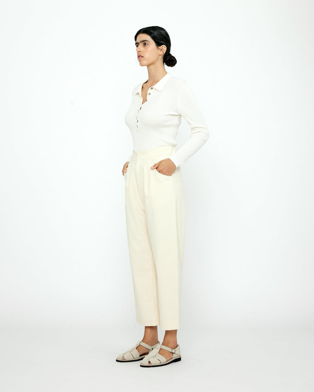 Signature Curve-Legged Trouser - Cotton Edition - Off-White