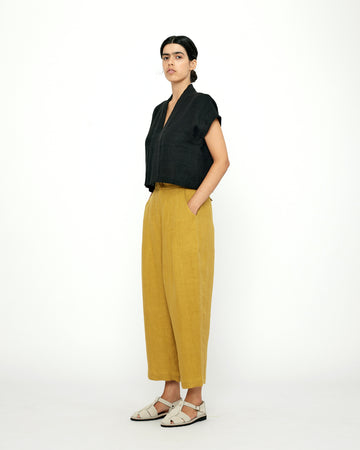 Linen Pleated Trouser - SS24 - Mustard