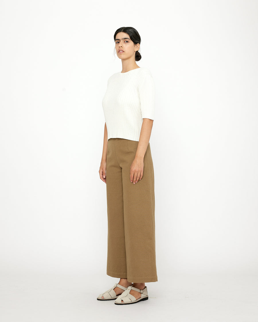 Mid-Sleeves Ribbed Top - SS24 - Off-White