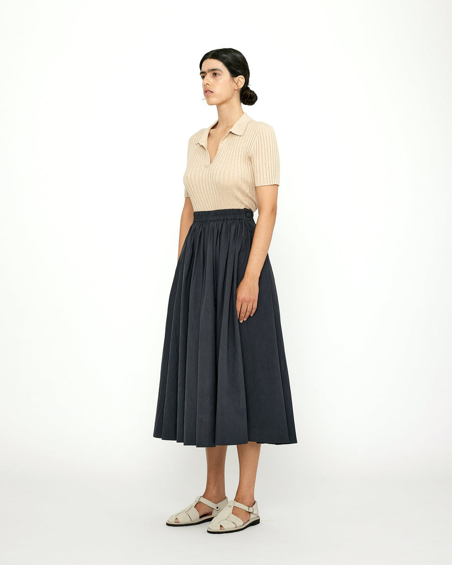 Papery Elastic Prairie Skirt - SS24 - Navy Black
