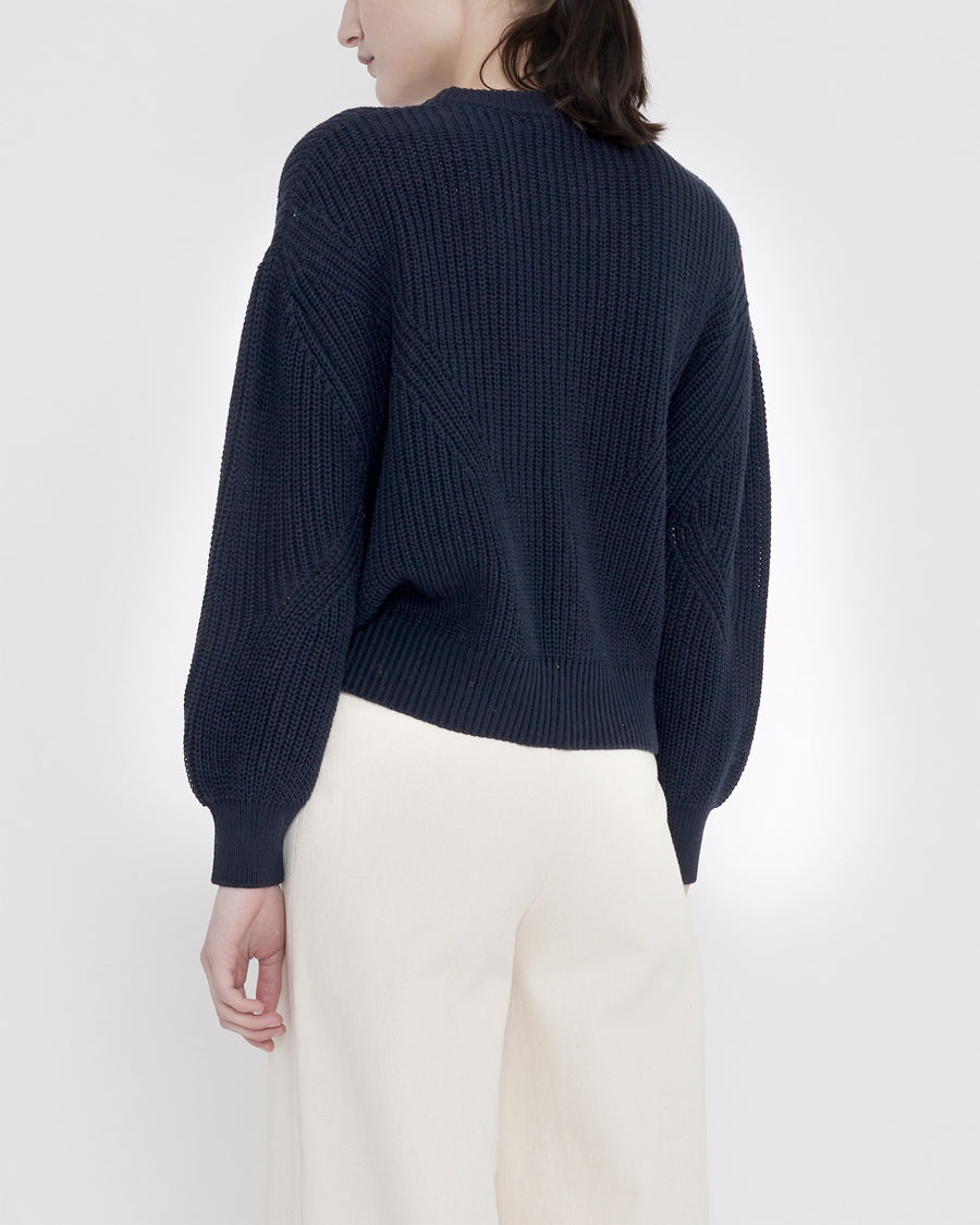 Organic Cotton Poet Sleeves Sweater - FW23 - Navy