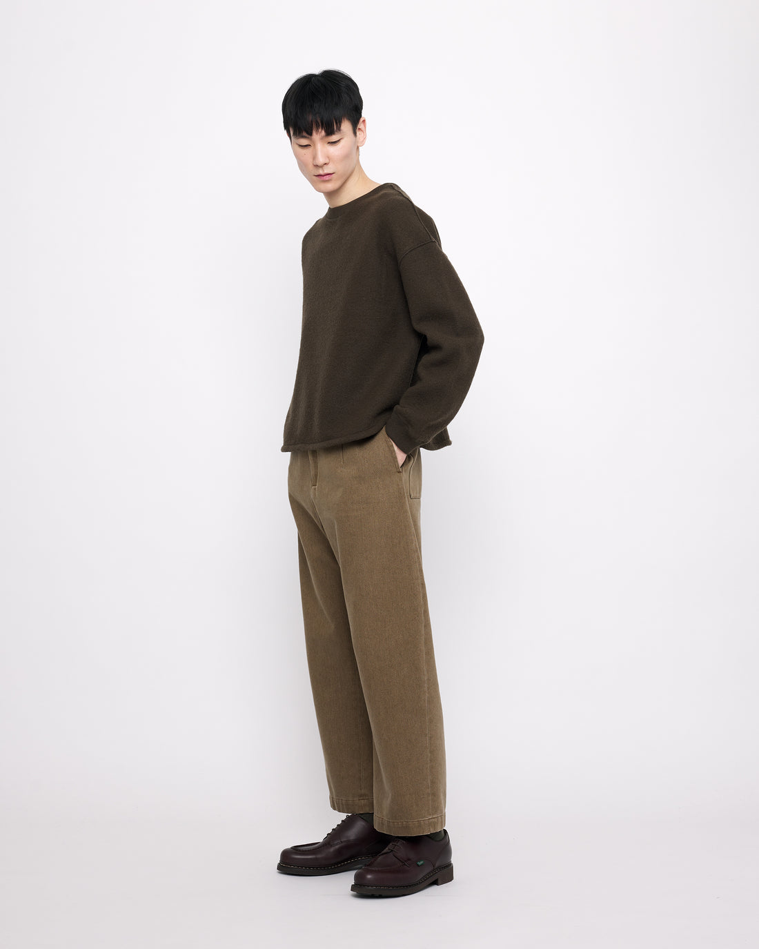 Sand-Washed Tailored Curve Legged Trouser - FW24 - Washed Walnut