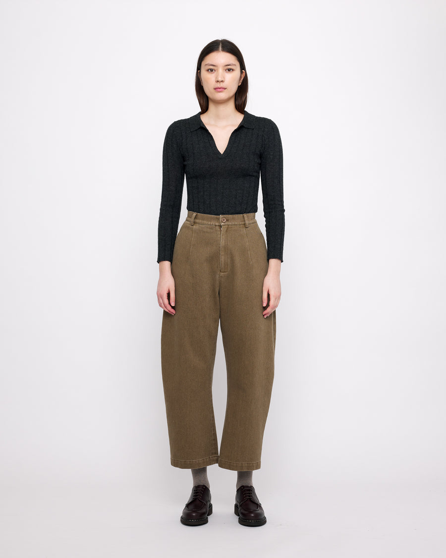 Sand-Washed Tailored Curve Legged Trouser - FW24 - Washed Walnut