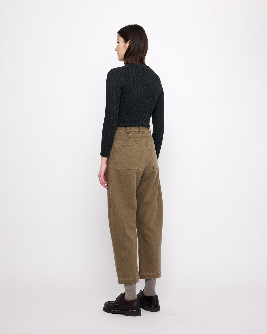 Sand-Washed Tailored Curve Legged Trouser - FW24 - Washed Walnut