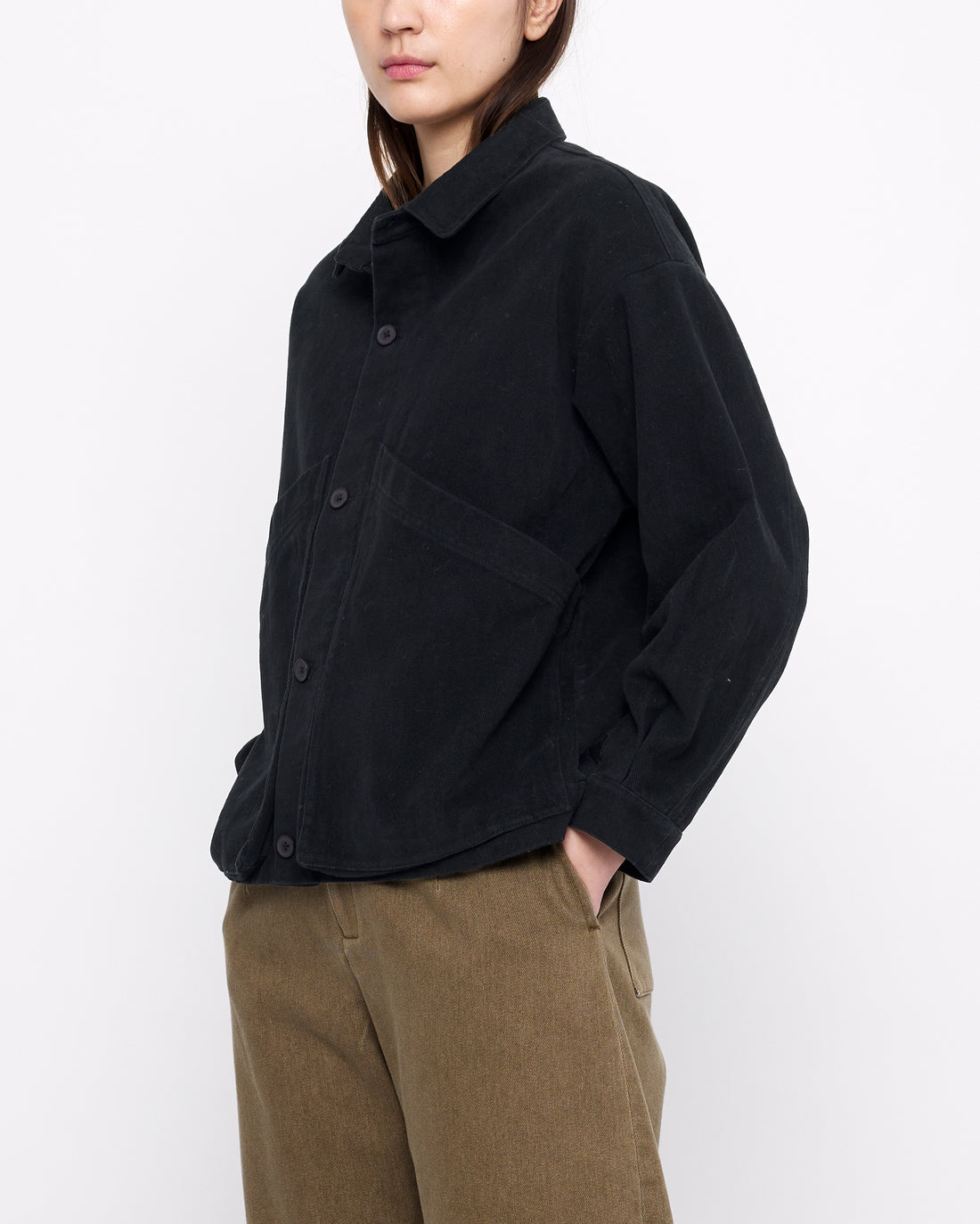 Signature Panel Pockets Shirt Jacket - Heavy Canvas Edition - Black