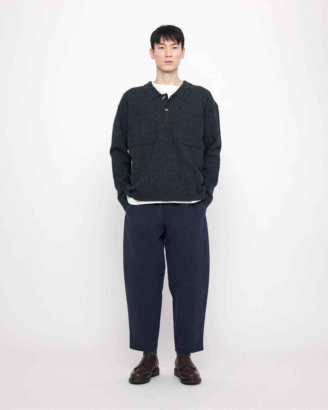 Boiled Wool Pocket Pullover - FW24 - Gray