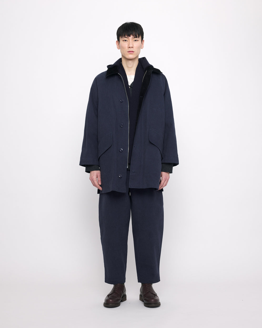 Mid Length Duster Coat FW24 Navy 7115 by Szeki