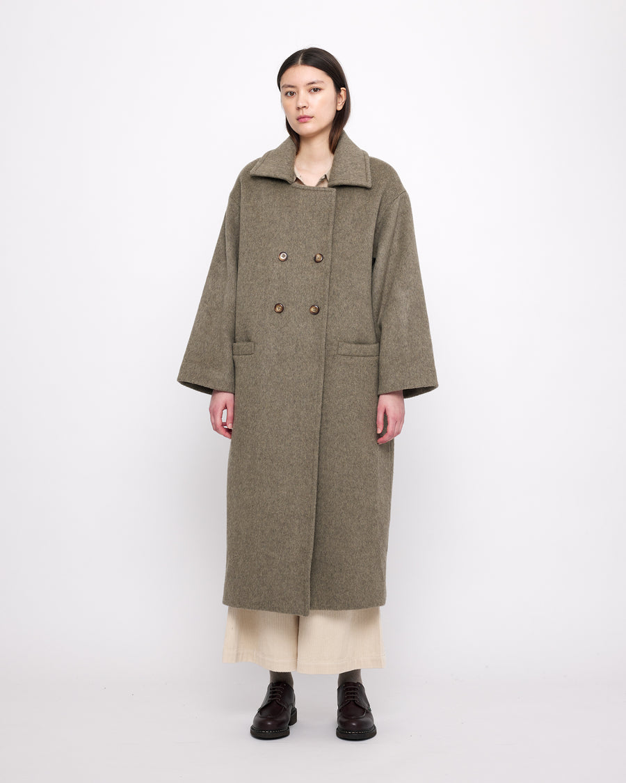 Long Wool Peacoat - FW24 - Olive Gray