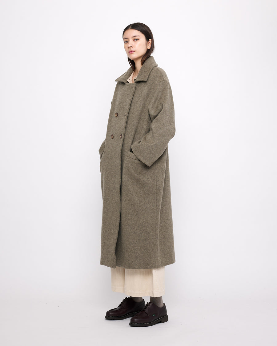 Long Wool Peacoat - FW24 - Olive Gray