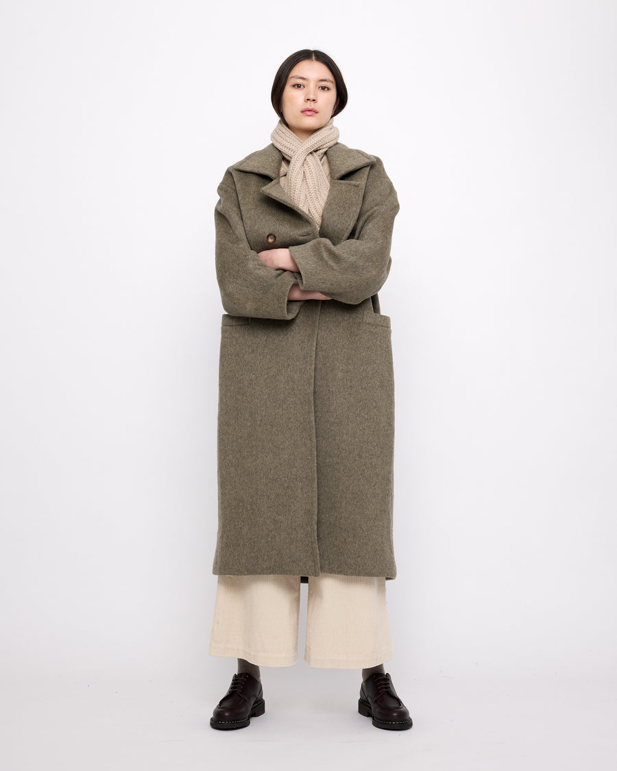 Long Wool Peacoat - FW24 - Olive Gray