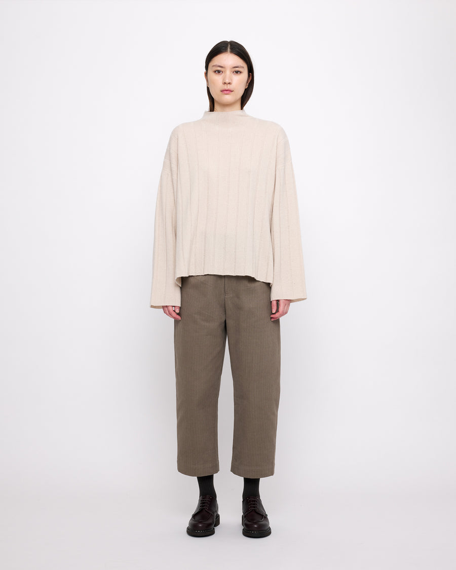 Merino Wide Ribbed Sweater - FW24 - Beige-White