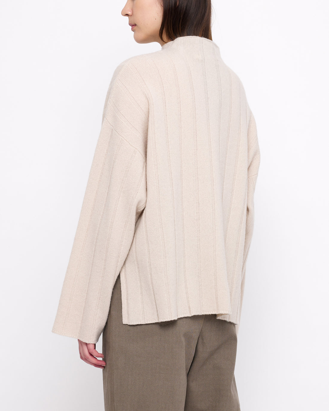 Merino Wide Ribbed Sweater - FW24 - Beige-White