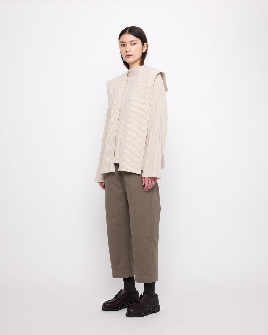 Merino Wide Ribbed Sweater - FW24 - Beige-White