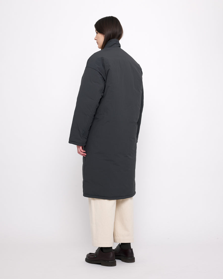 Reversible Quilted Coat - FW24 - Navy Gray/ Off-White