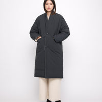 Reversible Quilted Coat - FW24 - Navy Gray/ Off-White