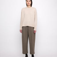 Relaxed Rolled Seam Sweater - FW24 - Beige-White