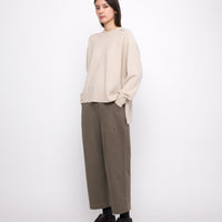 Relaxed Rolled Seam Sweater - FW24 - Beige-White