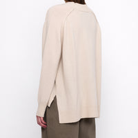 Relaxed Rolled Seam Sweater - FW24 - Beige-White