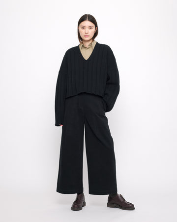 Oversized Ribbed V-Neck - FW24 - Black