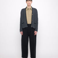 V-Neck Pockets Trimmed Cardigan - FW24 - Gray (Black)