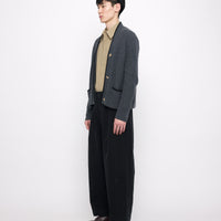 V-Neck Pockets Trimmed Cardigan - FW24 - Gray (Black)