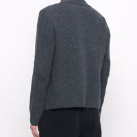 V-Neck Pockets Trimmed Cardigan - FW24 - Gray (Black)