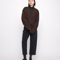 Oversized Ribbed V-Neck - FW24 - Brown