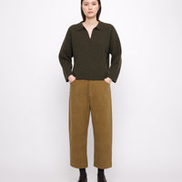 Ribbed Collared V-Neck Jumper - FW24 - Olive