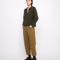 Ribbed Collared V-Neck Jumper - FW24 - Olive