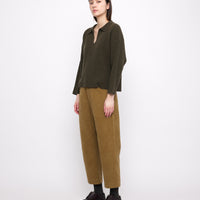 Ribbed Collared V-Neck Jumper - FW24 - Olive