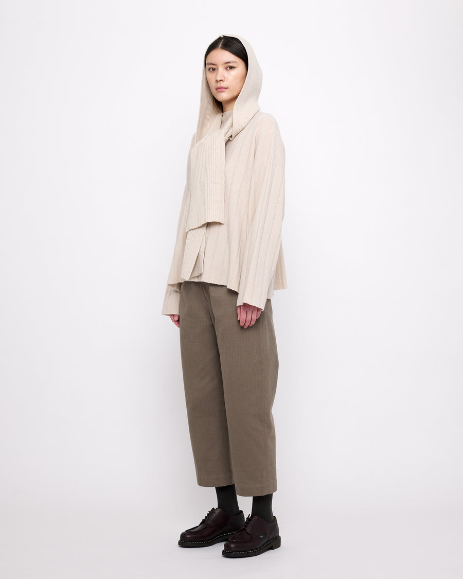 Merino Wide Ribbed Sweater - FW24 - Beige-White