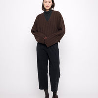 Oversized Ribbed V-Neck - FW24 - Brown