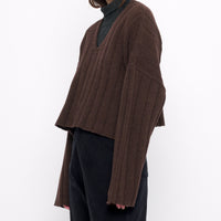 Oversized Ribbed V-Neck - FW24 - Brown