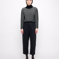 Striped Cropped Turtleneck - Black Stripes