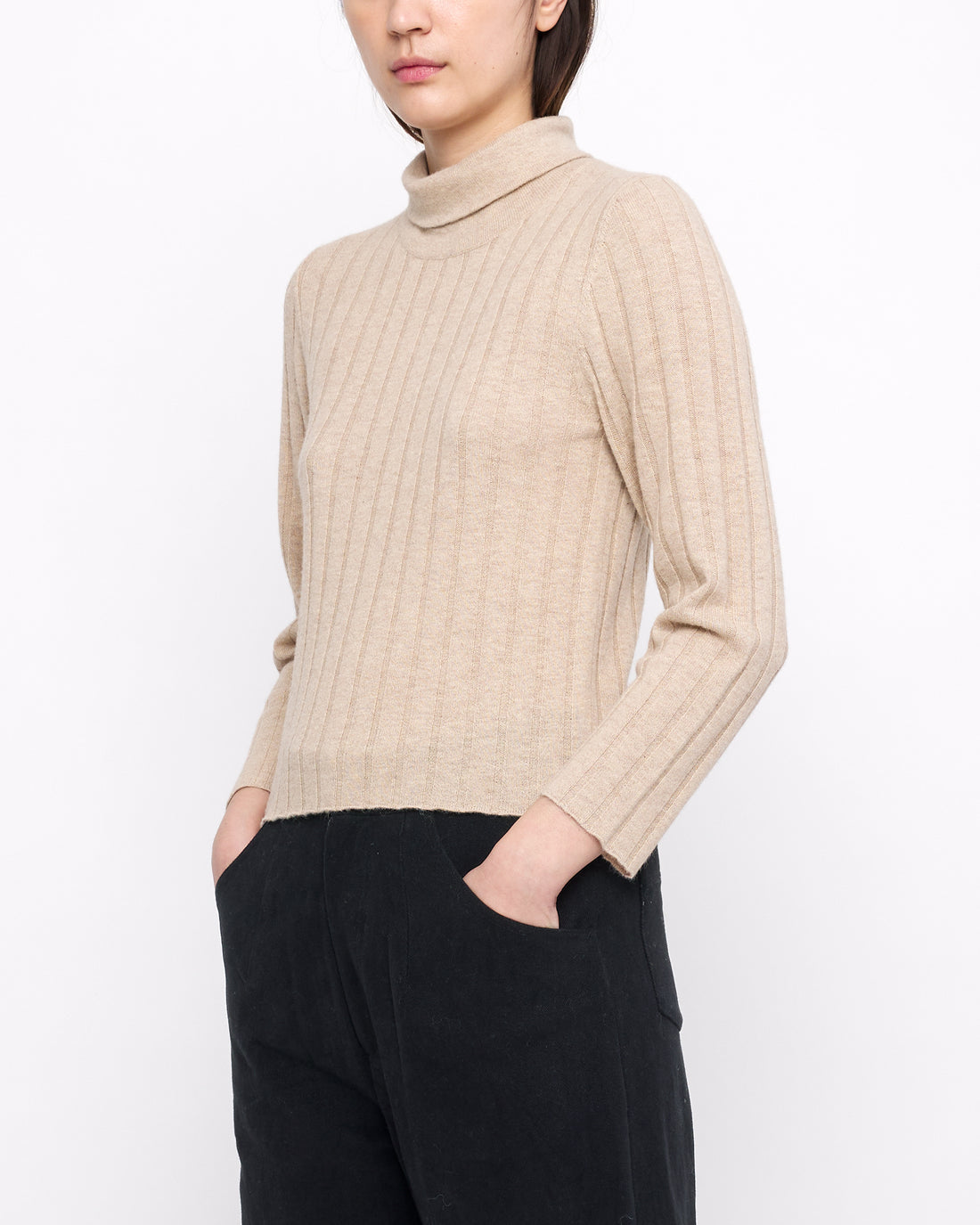 Yak Ribbed Roll Neck - FW24 - Desert Sand