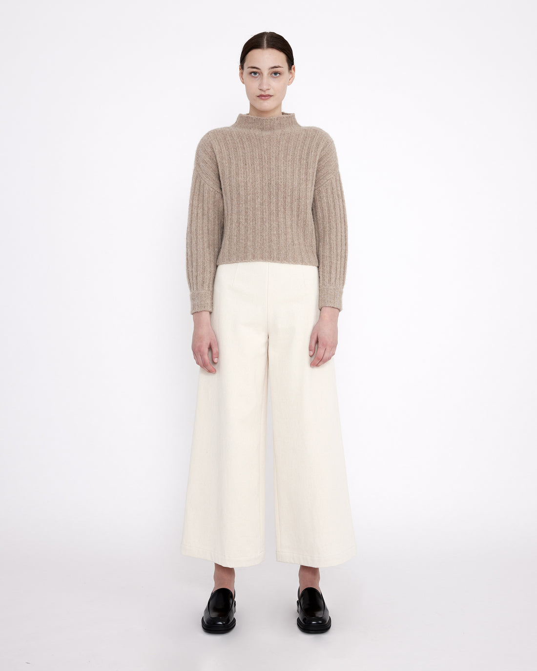 Airy Ribbed Mock-Neck Sweater - FW23 - Oatmeal