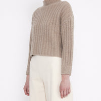 Airy Ribbed Mock-Neck Sweater - FW23 - Oatmeal