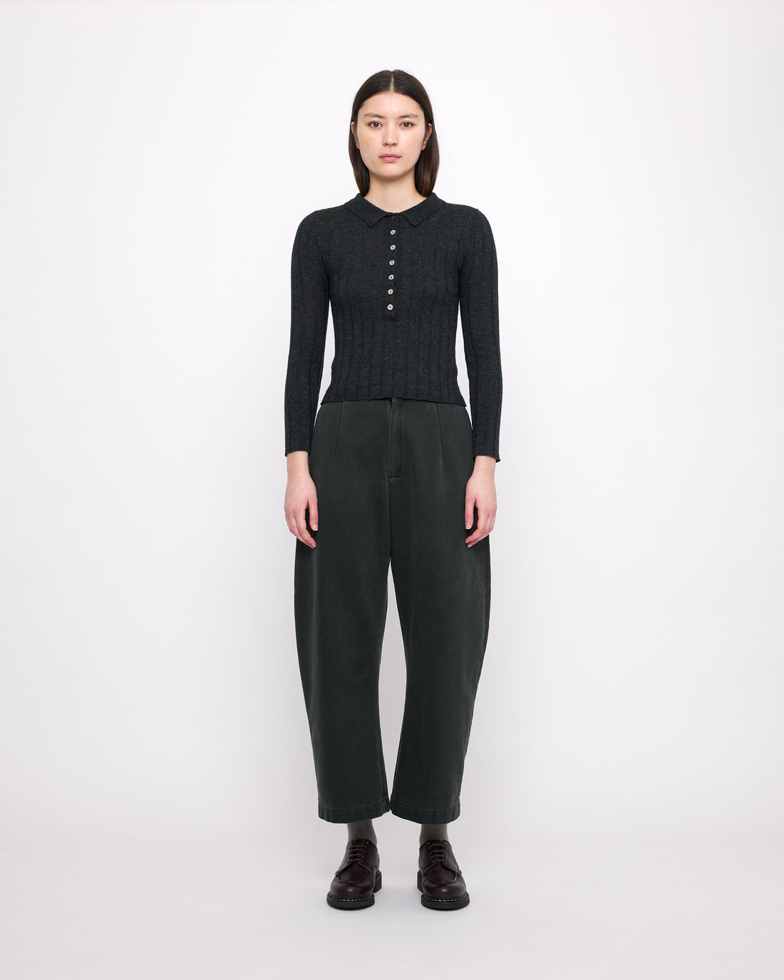 Sand-Washed Tailored Curve Legged Trouser - FW24 - Washed Black