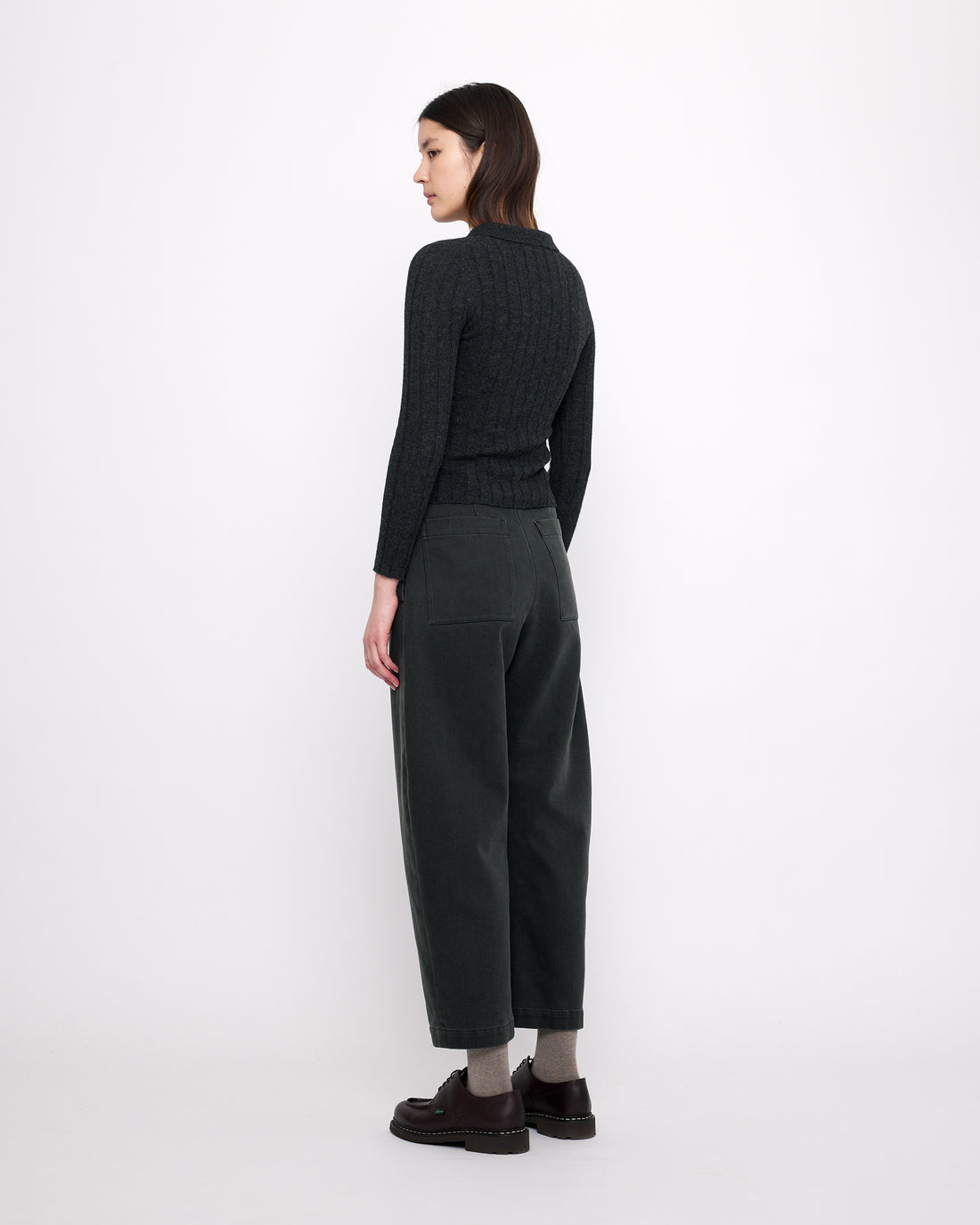 Sand-Washed Tailored Curve Legged Trouser - FW24 - Washed Black