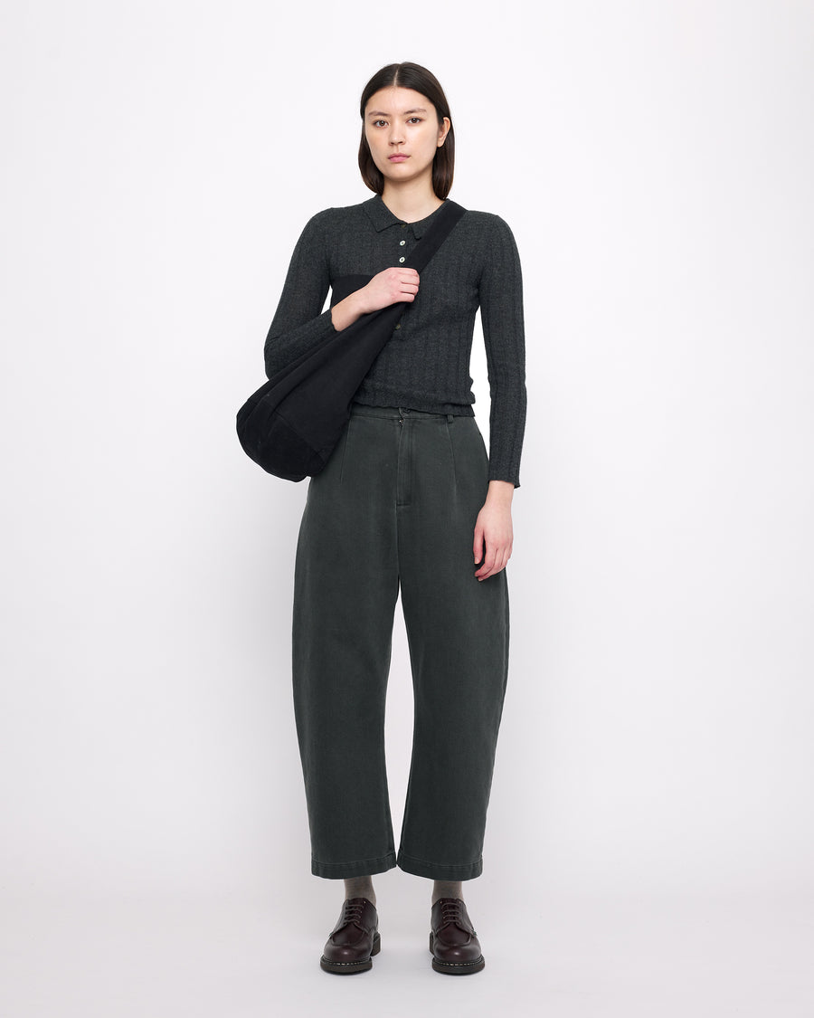 Sand-Washed Tailored Curve Legged Trouser - FW24 - Washed Black