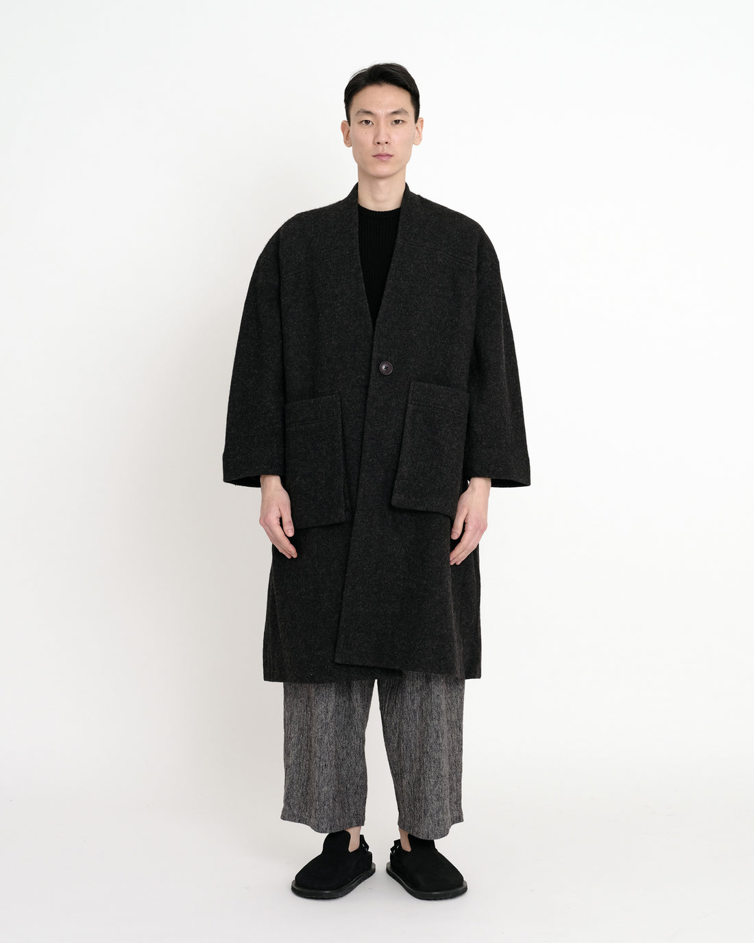 Pocket Long Coat - FW23 - Heather Charcoal