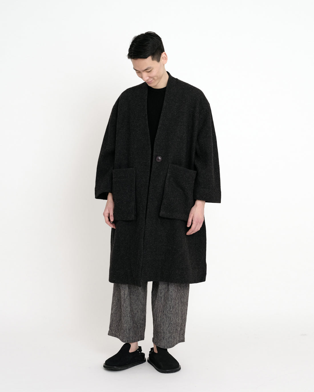 Pocket Long Coat - FW23 - Heather Charcoal