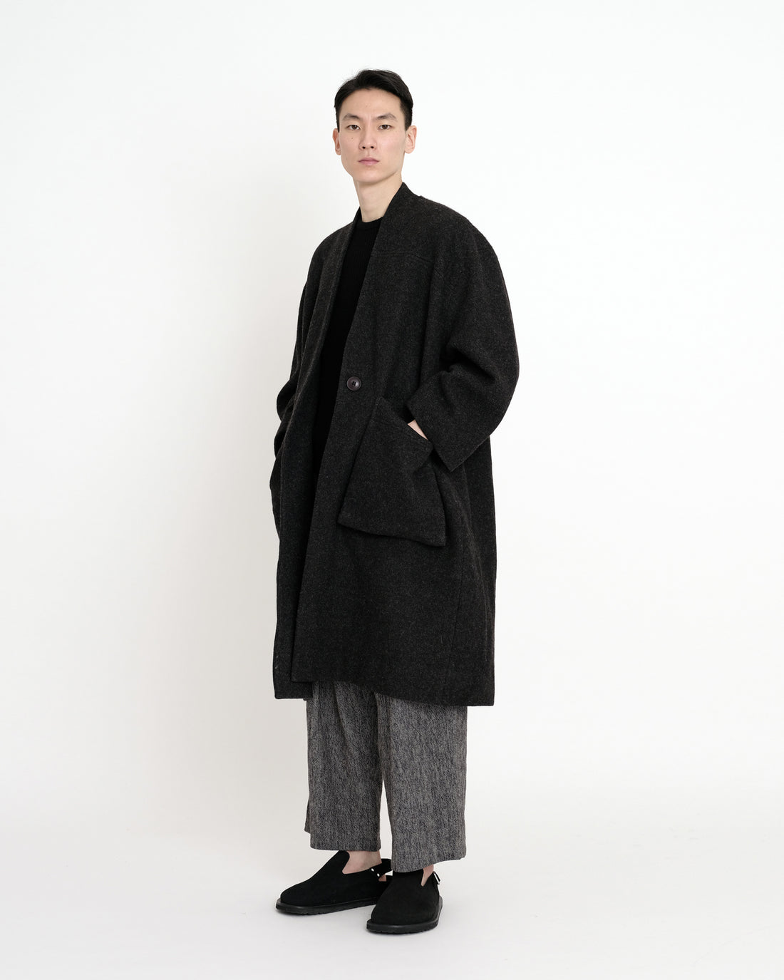 Pocket Long Coat - FW23 - Heather Charcoal