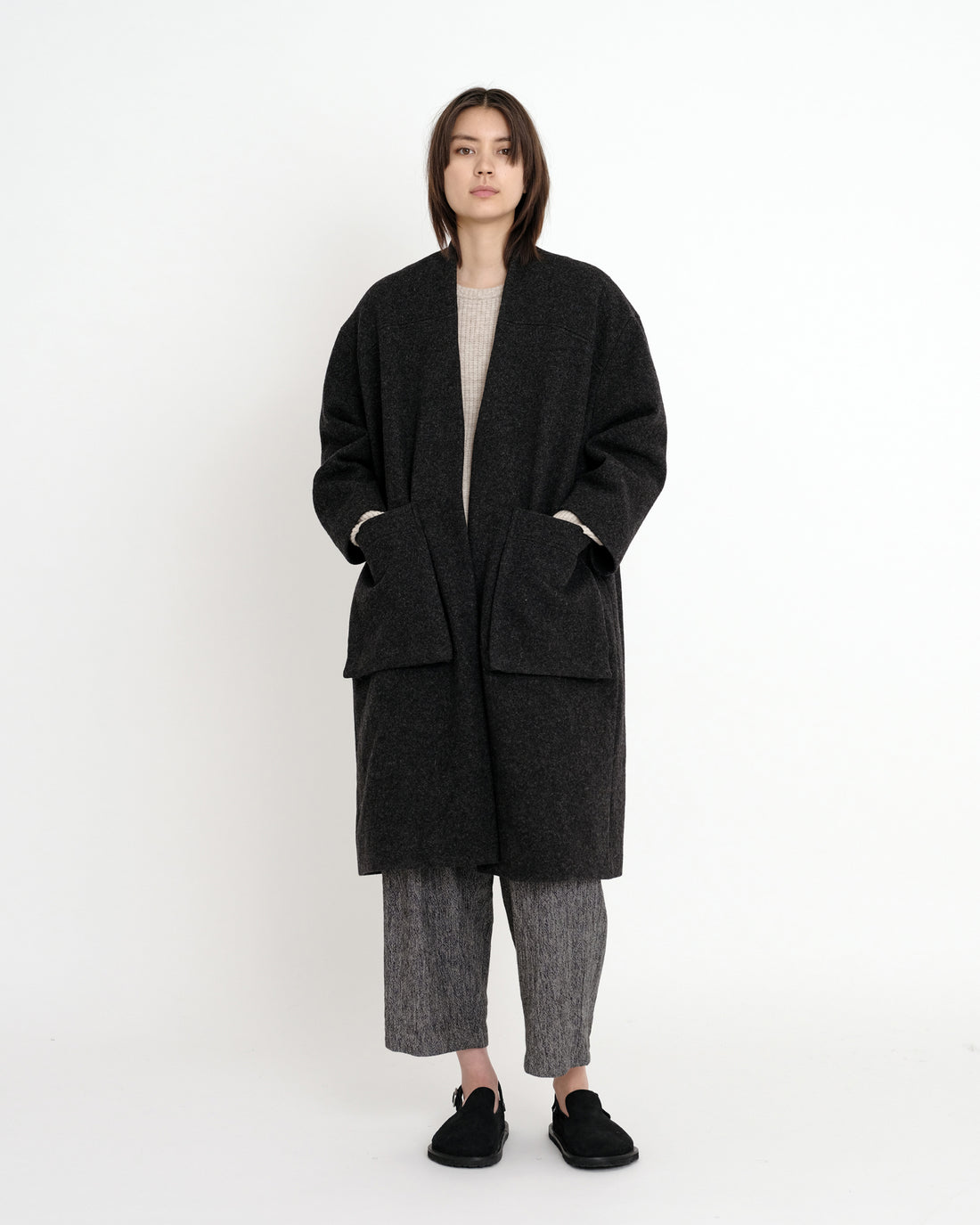 Pocket Long Coat - FW23 - Heather Charcoal